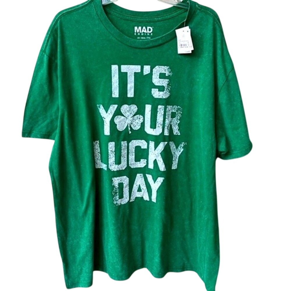 Mad Engine St Patricks Day Lucky Day Graphic Short Sleeve T Shirt Green XXL